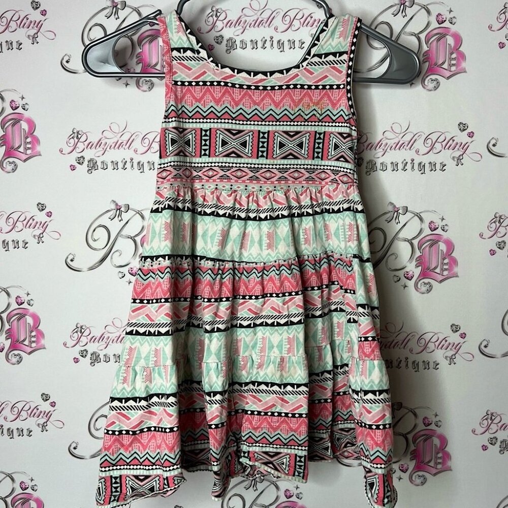 Juicy Couture tank top ruffle Aztec juicy logo gold Pink and Mint Patterned Kids